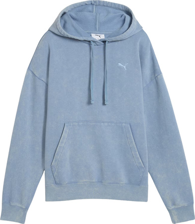 Bluza damska z kapturem kangurka Puma ESS Elevated Relaxed Wash Hoodie niebieska 688103 34