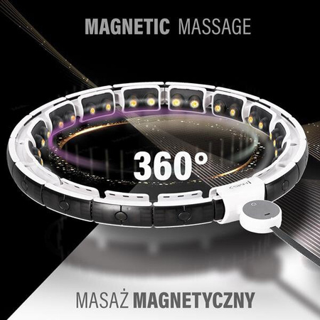 Zestaw hula hop magnetyczne HMS HHM16 z licznikiem pas wyszczuplający BR163 czarny