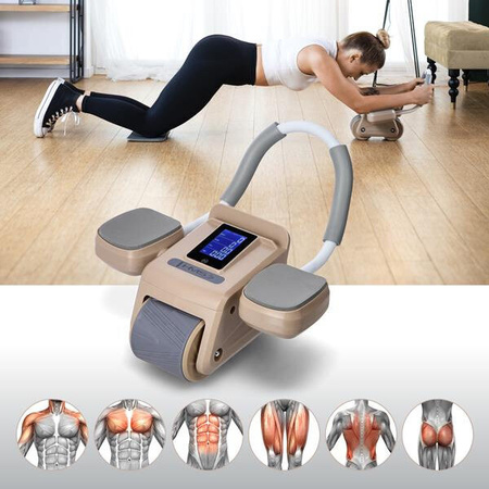 Automatyczne koło do ćwiczeń mięśni brzucha z podparciem kółko ABS KA08 brązowe