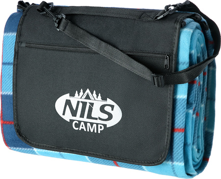 Koc piknikowy turystyczny plażowy kratka Nils camp NC8002 niebieski 250x200cm