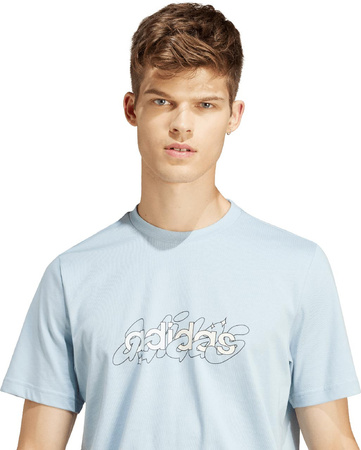 Koszulka męska adidas Illustrated Linear Graphic jasnoniebieska IS2867