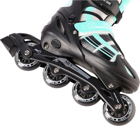 Łyżworolki z wymienną płozą hokejową 2w1 łyżwy rolki Nils Extreme NH18366a rozmiar S (31-34) czarno-turkusowe