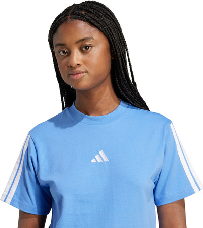 Koszulka damska adidas Essentials 3-Stripes Cotton jasnoniebieska JV7361