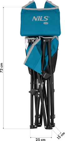 Krzesło turystyczne plażowe składane Nils Camp NC3306 niebiesko-szare 55×55×68cm