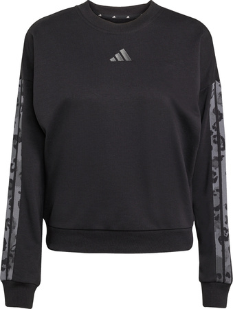 Bluza damska adidas Animal Print 3-Stripes French Terry Sweatshirt czarna JM1835