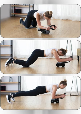 Automatyczne koło do ćwiczeń mięśni brzucha z podparciem kółko ABS KA10 czarne