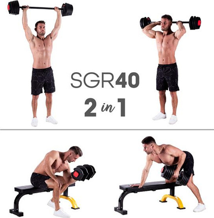 Zestaw regulowanych sztangielek 43,5 kg HMS sgr40 pro set 2w1