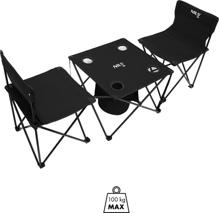 Zestaw turystyczny stolik + krzesła składany Nils Camp NC3304 czarny