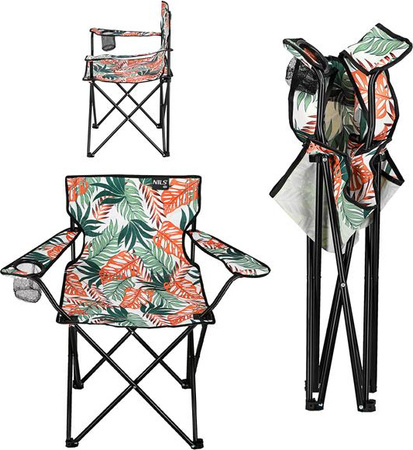 Krzesło fotel turystyczne składane Nils camp NC1625 liście 80x80x47cm