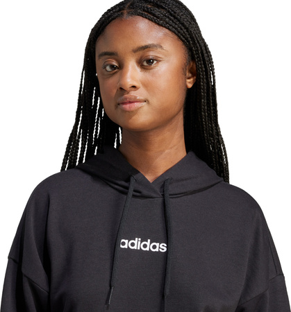 Bluza damska adidas Essentials Linear French Terry Hoodie czarna JV7841