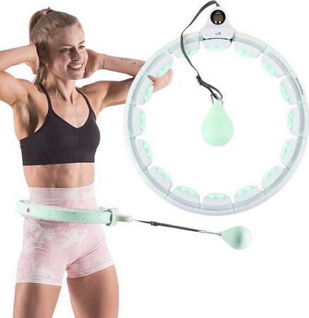 Zestaw hula hop HMS HHW06 zielone z piłką grawitacyjną i licznikiem + Pas wyszczuplajacy BR163