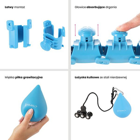 Zestaw hula hop z wypustkami i obciążnikiem HMS hhw01 niebieskie pas wyszczuplający br163 czerwony