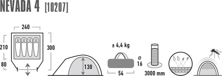 Namiot High Peak Nevada 4 szaro-czerwony 10207