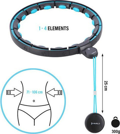 Zestaw Hula hop magnetyczny z licznikiem pas wyszczuplający HMS 71 - 106 cm