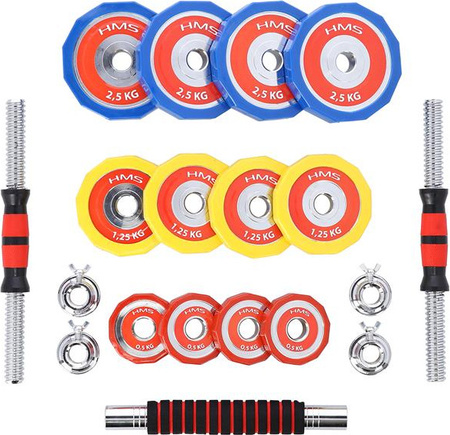 Sztanga gryf z obciążeniem sztangielki / hantle w walizce HMS SKC20 2x10 kg