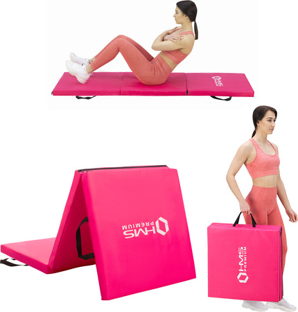 Materac gimnastyczny składany Hms Premium MGS02 1800x600 mm różowy