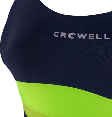 Kostium kąpielowy damski Crowell Katie kol.02 granatowo-limonkowo-zielony