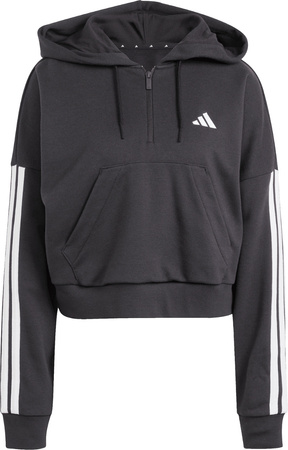 Bluza damska adidas Essentials 3-Stripes French Terry Quarter-Zip Hoodie czarna JN1956