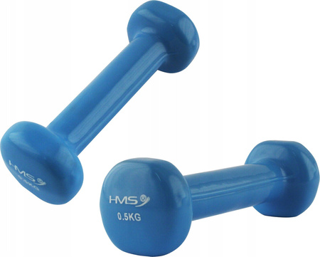 Ciężarek żeliwny hantla do ćwiczeń fitness pokryty winylem HMS 17023 0.5 kg