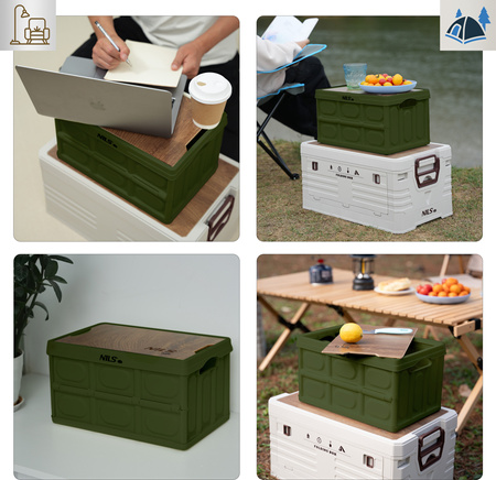 NCB4007 SKŁADANA SKRZYNIA KEMPINGOWA ZIELONA Z FUNKCJĄ STOŁU 2W NILS CAMP