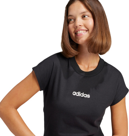 Koszulka damska adidas Essentials Linear Cotton czarna JC8238
