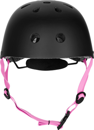 Dziecięcy kask rowerowy na rolki hulajnogę regulowany Nils Extreme MTW001-1 czarno-różowy r S (52-58cm)