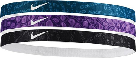Opaski na włosy Nike Headbands 3 szt. czarna, fioletowa, niebieska N0002560428OS