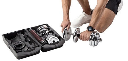 Sztangielki/sztanga w walizce stal chromowana HMS STC21 2x10 KG