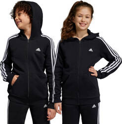 Bluza dla dzieci adidas Essentials 3-Stripes Fleece Full-Zip Hoodie czarna HR6331