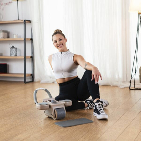 Automatyczne koło do ćwiczeń mięśni brzucha z podparciem kółko ABS KA08 brązowe