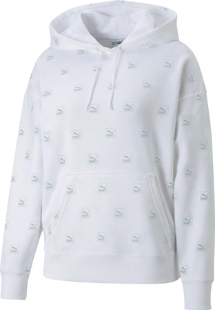 Bluza damska Puma Brand Love AOP Hoodie FL biała 535706 02