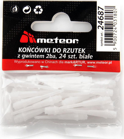 Końcówki do darta Meteor białe 24szt 24687