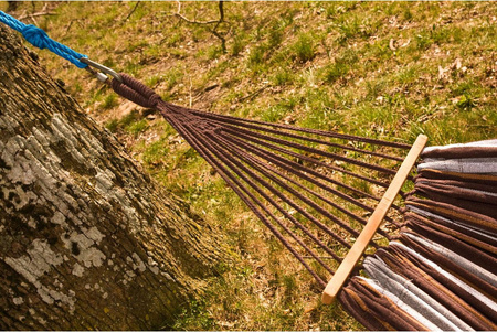 Hamak ogrodowy 2 osobowy luxe xxl 250x150cm z drążkiem brązowy