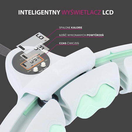 Zestaw hula hop HMS HHW06 zielone z piłką grawitacyjną i licznikiem + Pas wyszczuplajacy BR163