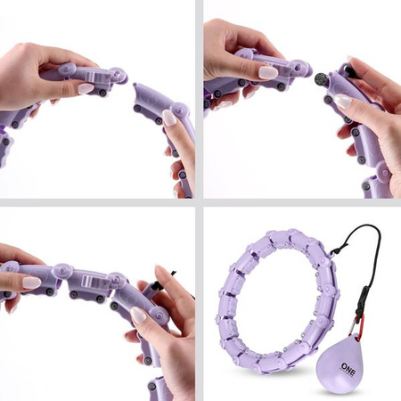 Zestaw hula hop z wypustkami i obciążnikiem One Fitness fioletowe oha02 pas wyszczuplający br160