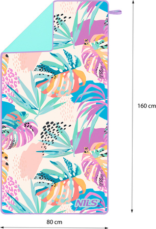 Ręcznik turystyczny z mikrofibry szybkoschnący Nils NCR14 flora 160x80 cm