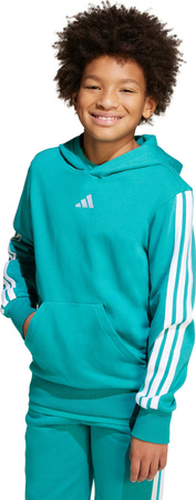 Bluza dla dzieci adidas 3 Stripes Fleece Hoodie 225 turkusowa JN2417