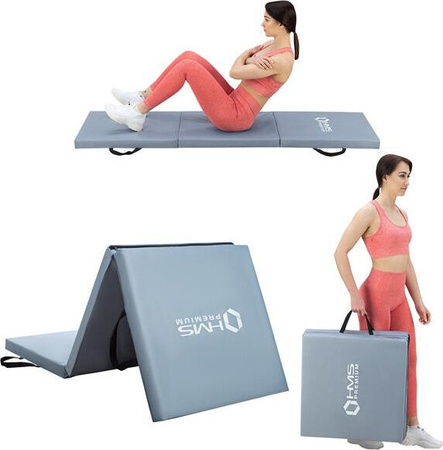 Materac gimnastyczny składany Hms Premium MGS02 1800x600 mm szary