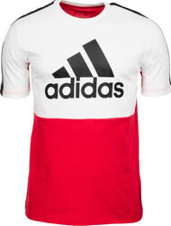 Koszulka męska adidas Essentials Colorblock Single Jersey Tee biało-czerwona HE4330