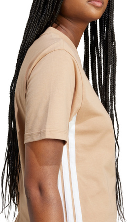 Koszulka damska adidas Essentials 3-Stripes Cotton beżowa JX7616