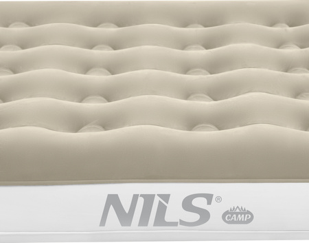 Materac welurowy dwuosobowy kempingowy Nils Camp NC2802 beżowy 191x137x22 cm
