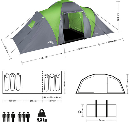 Namiot turystyczny kempingowy Highland Nils camp nc6031 6 osobowy