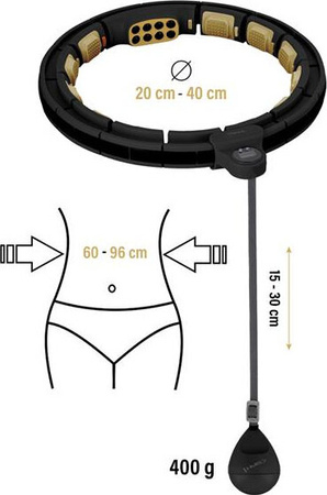 Hula hop do ćwiczeń fitness z licznikiem magnesami i obciążnikiem HMS hhm13