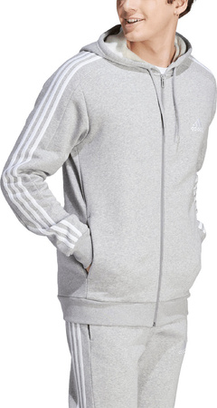 Bluza męska adidas Essentials Fleece 3-Stripes Full-Zip szara IJ6479