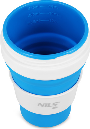 Kubek silikonowy składany turystyczny podróżny kempingowy Nils Camp NC4103 niebieski 475 ml