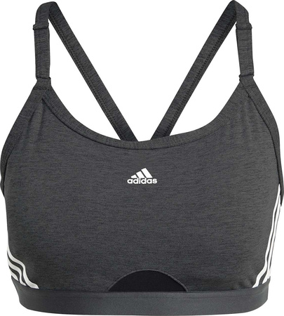 Stanik damski adidas Aeroreact Training Light-Support 3-Stripes Bra ciemnoszary HC7870