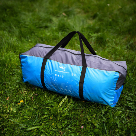 Namiot kempingowy turystyczny highland IV Nils Camp NC6431 4 osobowy niebiesko-szary 390x210x130cm