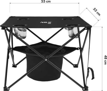 Zestaw turystyczny stolik + krzesła składany Nils Camp NC3304 czarny