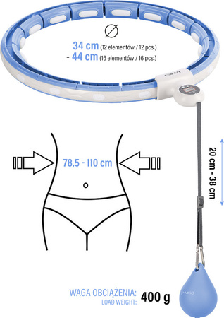 Hula hop z magnesem i obciążnikiem licznik HMS hhm15 niebieskie
