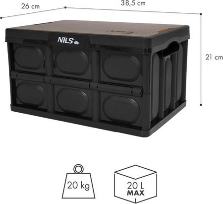 Składana skrzynia kempingowa turystyczna z funkcją stołu szafki 2w1 20l Nils Camp NCB4005